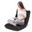 Pemberly Row Coral Velvet Adjustable 14-Position Floor Chair in Black