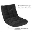 Pemberly Row Coral Velvet Adjustable 14-Position Floor Chair in Black
