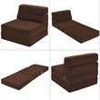 Pemberly Row Polyester and Sponge Tri-Fold Flip Out Lounger in Coffee