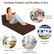 Pemberly Row Polyester and Sponge Tri-Fold Flip Out Lounger in Coffee
