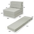 Pemberly Row Contemporary Polyester and Sponge Tri-Fold Flip Out Lounger in Gray