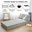 Pemberly Row Contemporary Polyester and Sponge Tri-Fold Flip Out Lounger in Gray