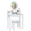 Pemberly Row MDF Vanity Dressing Table Set with 2 Side Drawers in White