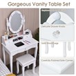 Pemberly Row MDF Vanity Dressing Table Set with 2 Side Drawers in White