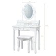 Pemberly Row MDF Vanity Dressing Table Set with 2 Side Drawers in White