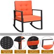 Pemberly Row Contemporary Rattan and Iron Patio Rocking Chair in Black