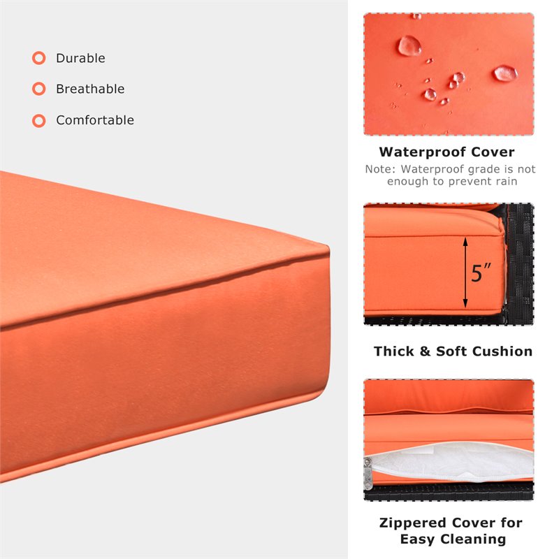 Pemberly Row Contemporary Rattan and Iron Patio Rocking Chair in Black