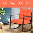 Pemberly Row Contemporary Rattan and Iron Patio Rocking Chair in Black