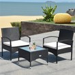 Pemberly Row 3-piece Wicker Patio Furniture Set with Table & 2 Chair in Black