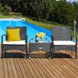 Pemberly Row 3-piece Wicker Patio Furniture Set with Table & 2 Chair in Black