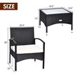 Pemberly Row 3-piece Wicker Patio Furniture Set with Table & 2 Chair in Black