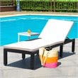 Pemberly Row Contemporary PE Rattan and Steel Patio Lounge Chaise in White
