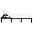 Pemberly Row Contemporary PE Rattan and Steel Patio Lounge Chaise in White