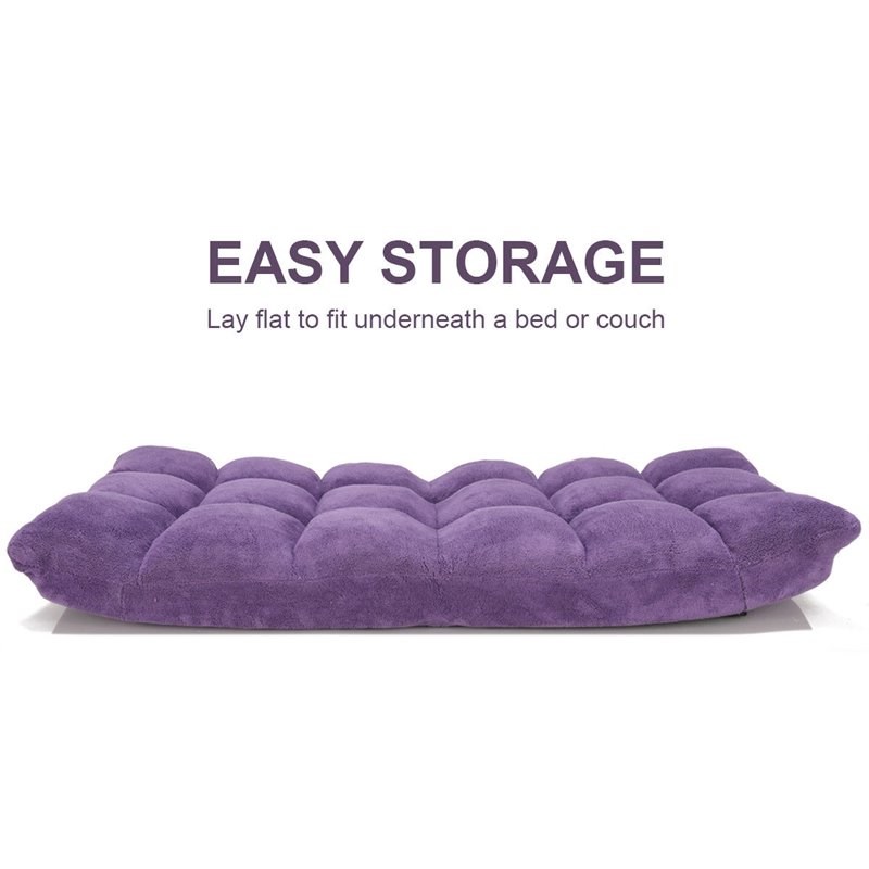 Pemberly Row Coral Velvet Adjustable 14-Position Floor Chair in Purple