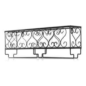 Pemberly Row Contemporary Iron Wall Mounted Wine Rack with Glass Holder in Black