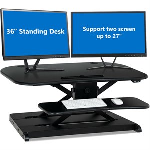 Pemberly Row 36&quot Plastic and Steel Adjustable Electric Standing Desk in Black