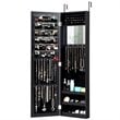 Pemberly Row MDF Board Wall/Door Mounted Mirrored Jewelry Cabinet in Black