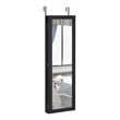 Pemberly Row MDF Board Wall/Door Mounted Mirrored Jewelry Cabinet in Black