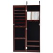 Pemberly Row MDF Board Wall/Door Mounted Mirrored Jewelry Cabinet in Brown