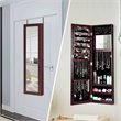 Pemberly Row MDF Board Wall/Door Mounted Mirrored Jewelry Cabinet in Brown