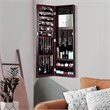 Pemberly Row MDF Board Wall/Door Mounted Mirrored Jewelry Cabinet in Brown