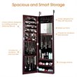 Pemberly Row MDF Board Wall/Door Mounted Mirrored Jewelry Cabinet in Brown