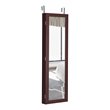 Pemberly Row MDF Board Wall/Door Mounted Mirrored Jewelry Cabinet in Brown