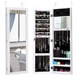Pemberly Row MDF Board Wall/Door Mounted Mirrored Jewelry Cabinet in White