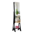 Pemberly Row MDF Board Bevel Edge Mirrored Standing LED Jewelry Cabinet in Black