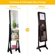 Pemberly Row MDF Board Bevel Edge Mirrored Standing LED Jewelry Cabinet in Black