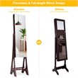 Pemberly Row MDF Board Bevel Edge Mirrored Standing LED Jewelry Cabinet in Brown