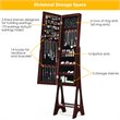 Pemberly Row MDF Board Bevel Edge Mirrored Standing LED Jewelry Cabinet in Brown