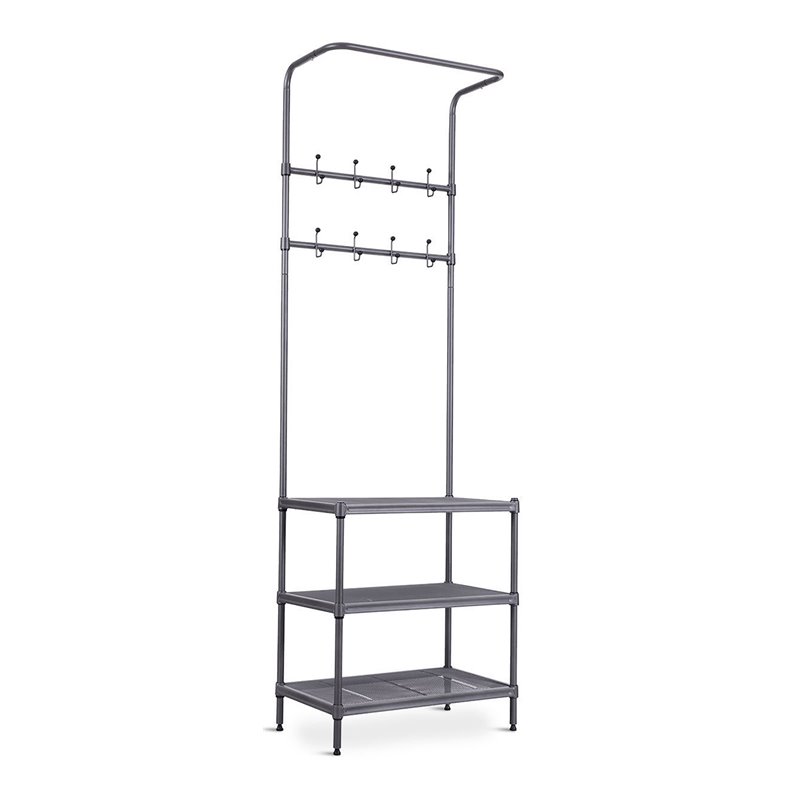 Pemberly Row Contemporary Steel Multifunctional Hall Tree in Black