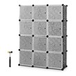 Pemberly Row 12-cube PP & Steel Portable Closet Storage Organizer w/ Doors-Black