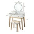 Pemberly Row MDF and Beech Makeup Table with Circular Mirror in White