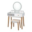 Pemberly Row MDF and Beech Wood Vanity Table Set with Stool in White