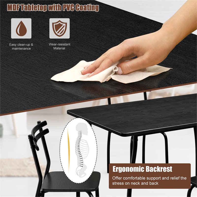 Pemberly Row 5-piece Contemporary Steel and MDF Dining Set in Black