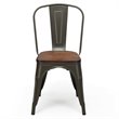 Pemberly Row Contemporary Metal and Elm Dining Side Chair in Brown (Set of 4)
