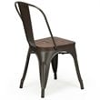 Pemberly Row Metal and Elm Dining Side Chair in Brown Finish (Set of 4)