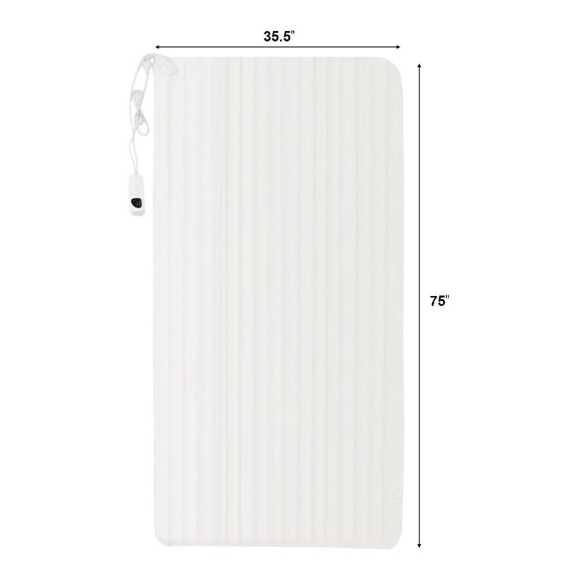 Pemberly Row Polyester Fiber Electric Heated Twin Size Blanket in White