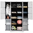 Pemberly Row 20-cube PP & ABS Portable Closet Storage Organizer w/ Doors - Black