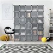 Pemberly Row 30-cube PP & ABS Portable Closet Storage Organizer w/ Doors - Black
