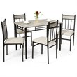 Pemberly Row 5-piece Contemporary MDF Dining Set with Faux Marble Top in Black