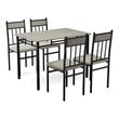 Pemberly Row 5-piece Contemporary MDF Dining Set with Faux Marble Top in Black