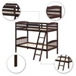 Pemberly Row Contemporary Solid Rubber Wood Twin Bunk Bed in Espresso