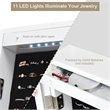 Pemberly Row Wall/Door Mounted LED Lights Mirrored Jewelry Cabinet in White