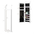 Pemberly Row Wall/Door Mounted LED Lights Mirrored Jewelry Cabinet in White