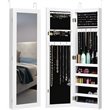 Pemberly Row Wall/Door Mounted LED Lights Mirrored Jewelry Cabinet in White