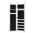 Pemberly Row Wall/Door Mounted LED Lights Mirrored Jewelry Cabinet in White