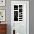 Pemberly Row Wall/Door Mounted LED Lights Mirrored Jewelry Cabinet in White